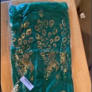Green and gold silk scarf